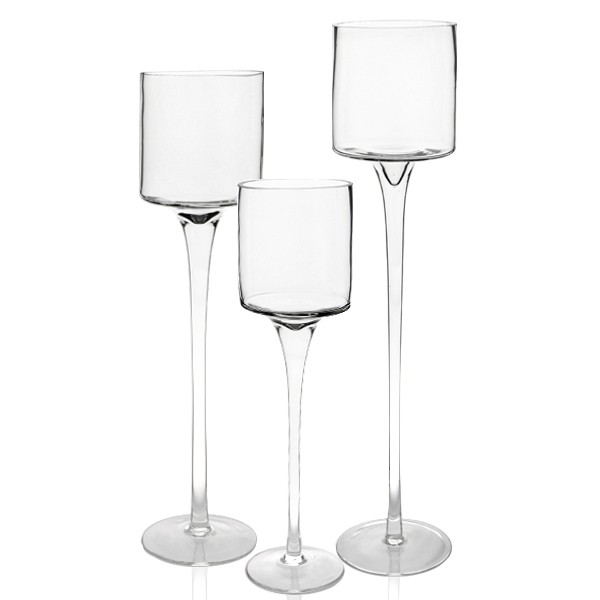 Tall Stem Glass t-light vase - 20cm, 23cm, 25cm 

