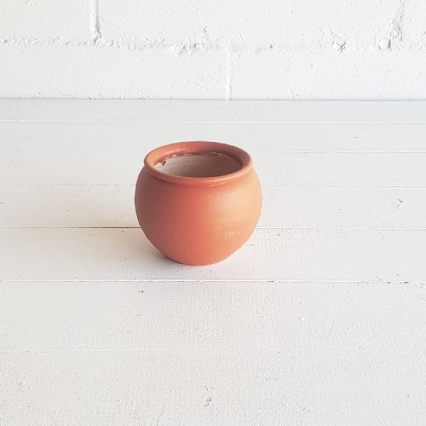 Terracotta Round Belly - Pot - Dark Rust - 8cm 
