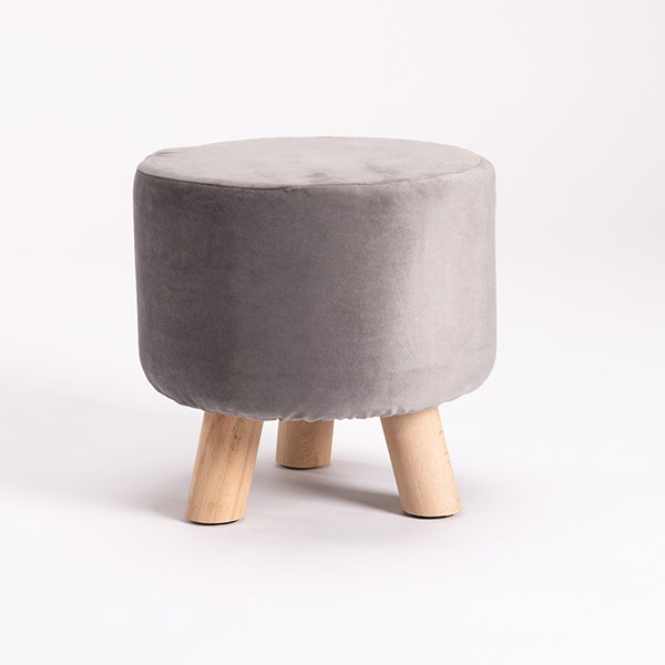 Modernist Velvet Stool - Glacier Grey 